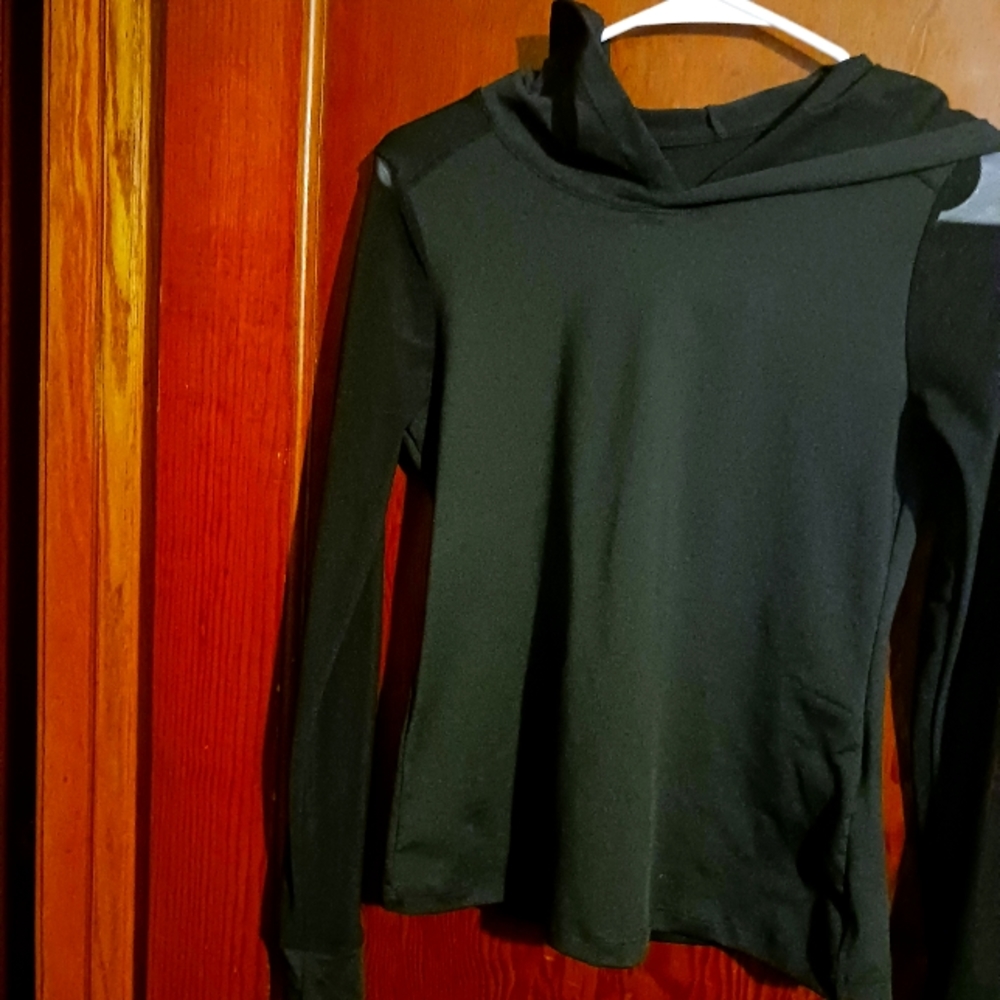 Black hooded shirt